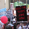 The crowd quickly thickens as the march begins at noon.