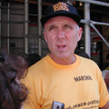Tweed interviews a United for Peace and Justice organizer.