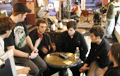 Violet Nine in Cafe Kudos before the show.